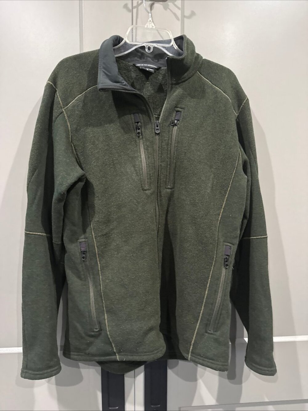 Kuhl Mens SZ Large Interceptr Full Zip Jacket Green Fleece Lined Zip Pockets